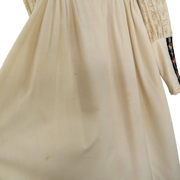 1970s Vintage Gunne Sax Prairie Dress Cream Lace Floral Embroidered Dress Medium - Picture 9 of 14